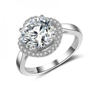 JZ106 Halo set sterling silver engagement ring wedding ring